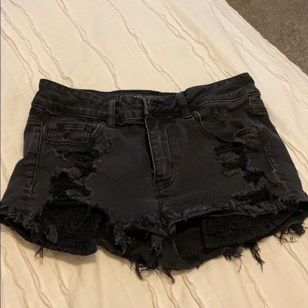 Black jean shorts